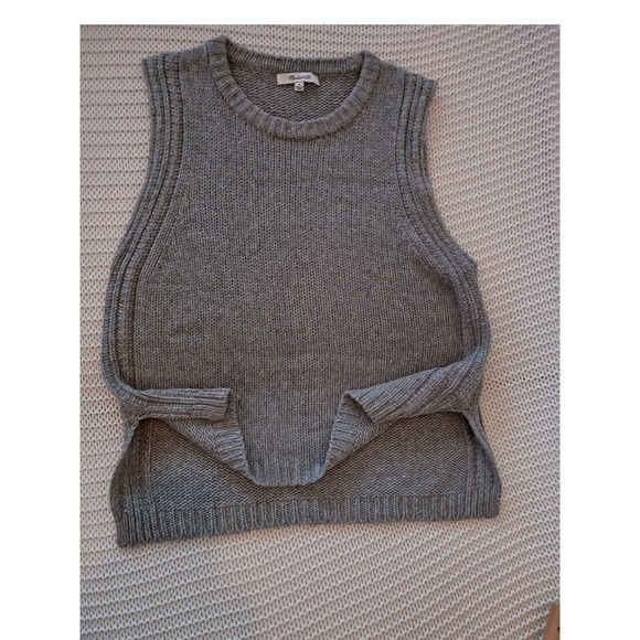 Madewell Gray Merino Wool Alpaca Blend Ribbed Sweater Vest Minimalist - Picture 7 of 10